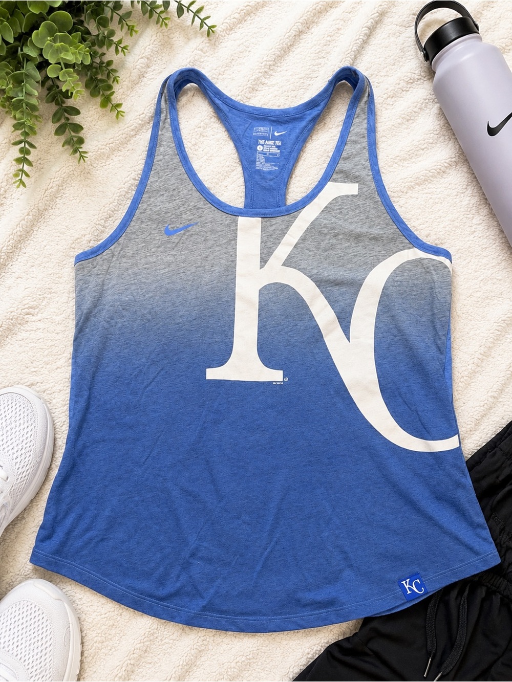 Nike Kansas City Royals KC Ombre Racerback Tank Top | Blue Gray Graphic Tank L
